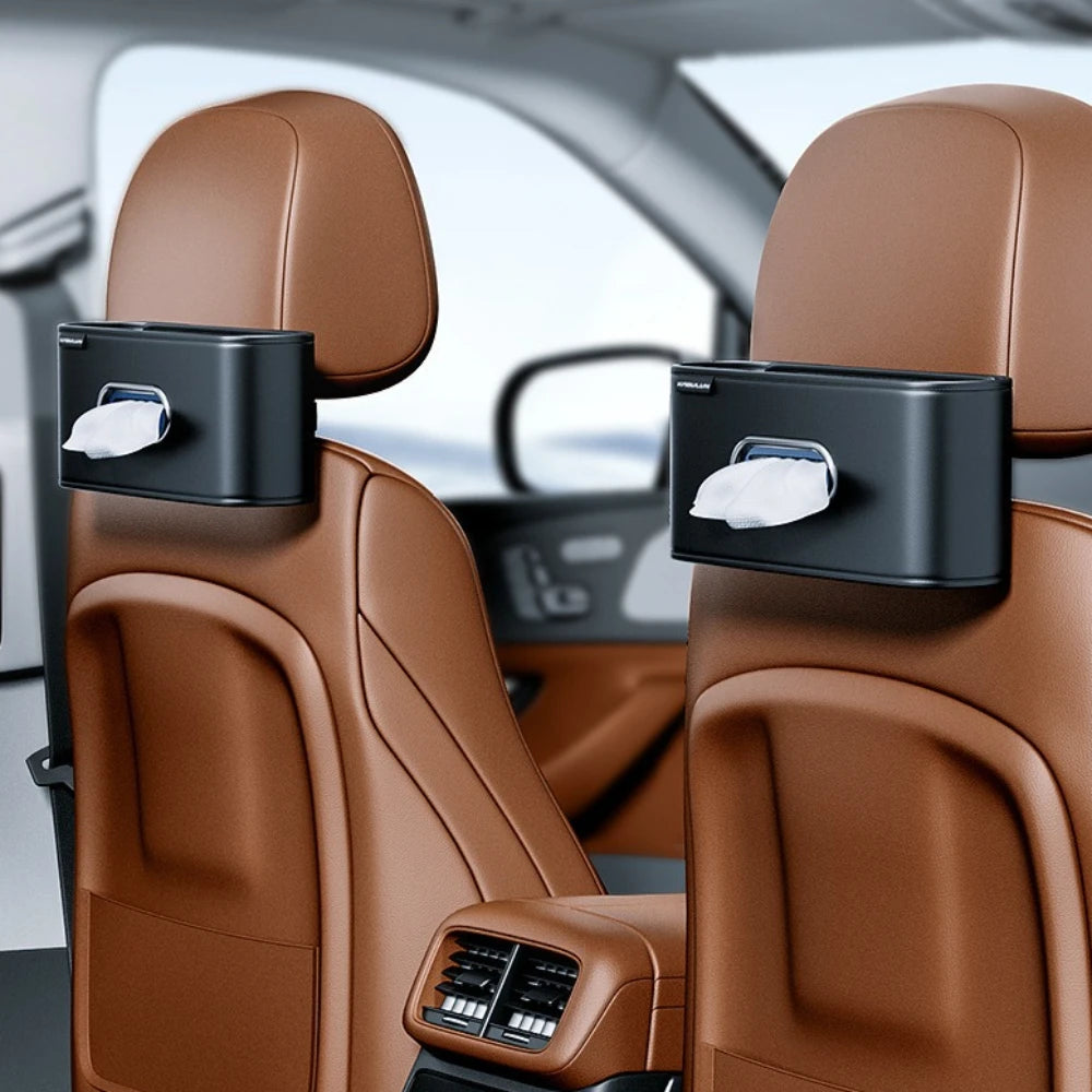 Car Tissue Box Cover Leather Universal Center Console Armrest Paper Towel Storage Bag Auto Seat Back Hanging Tissue Organizer