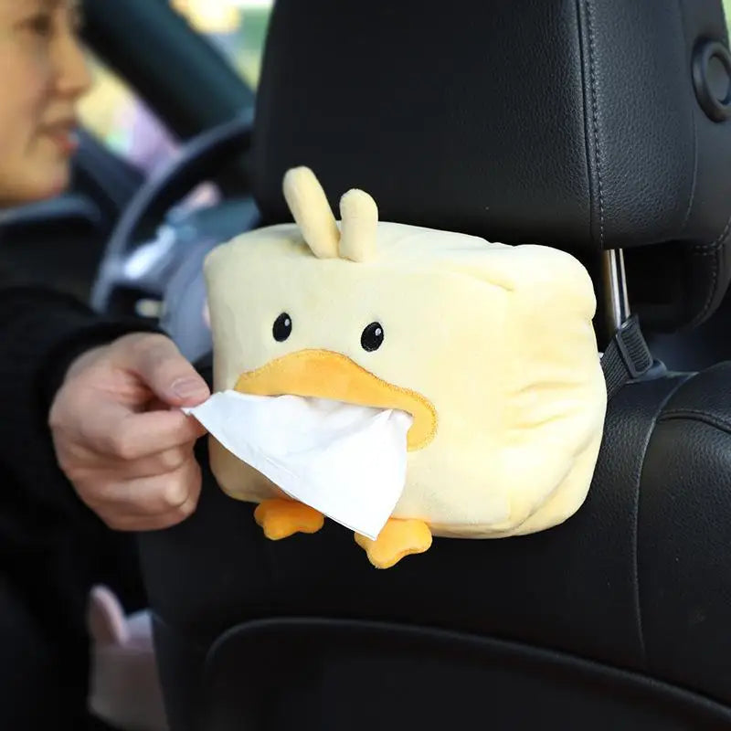 Cute Cartoon Short Plush Tissue Box Holder Car Armrest Backseat Tissue Cover Auto Interi detail view