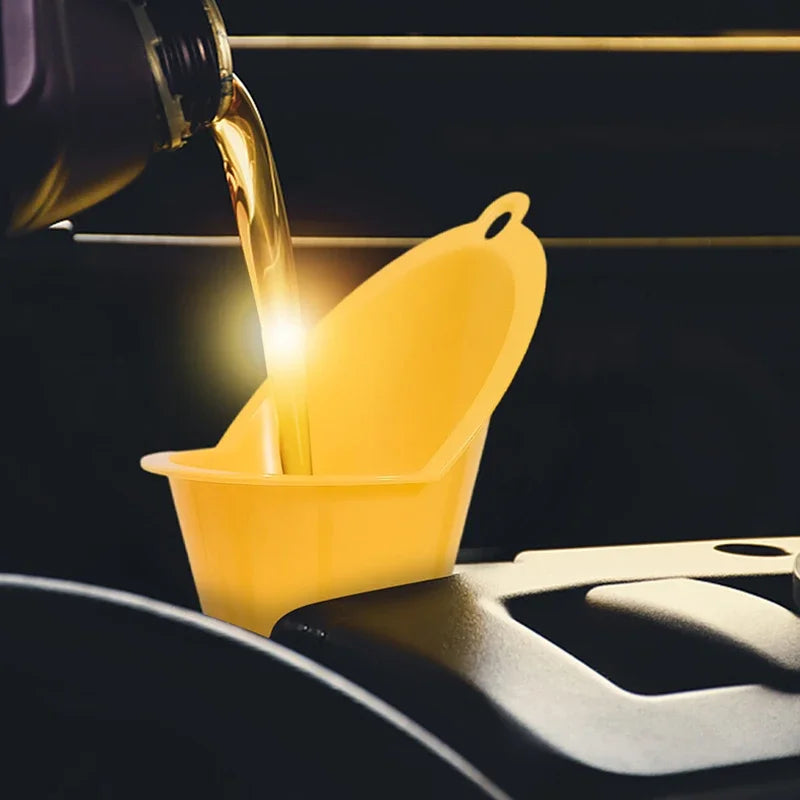 1pc Plastic Long Stem Funnel Universal Car Motorcycle Gasoline Oil Filling Tool Black close-up view
