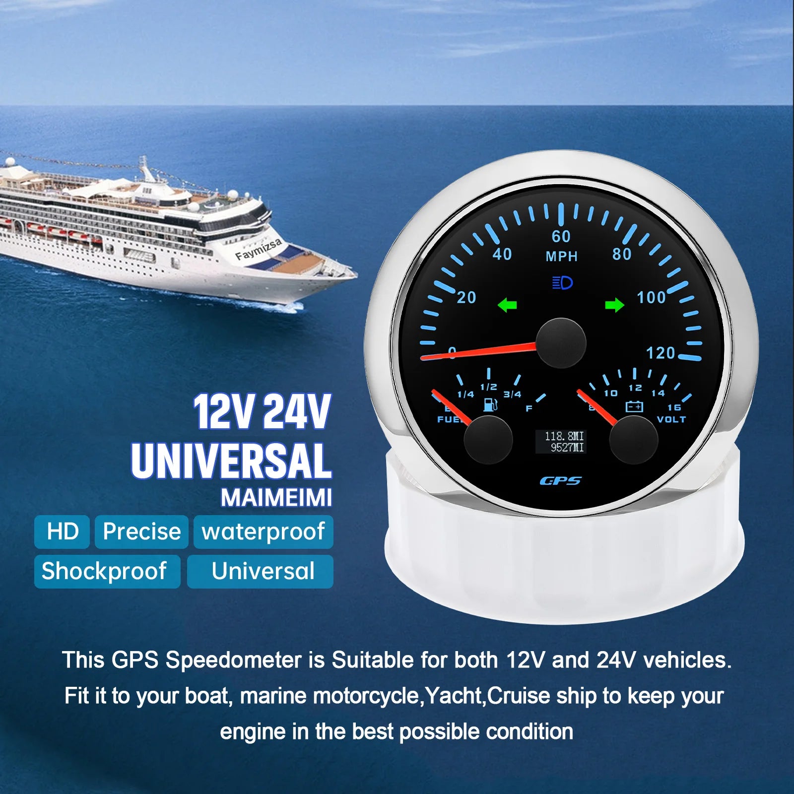 85mm Car 3 In 1 Multi-functional GPS Speedometer Set | RPM Tachometer with Oil Pressu lifestyle view