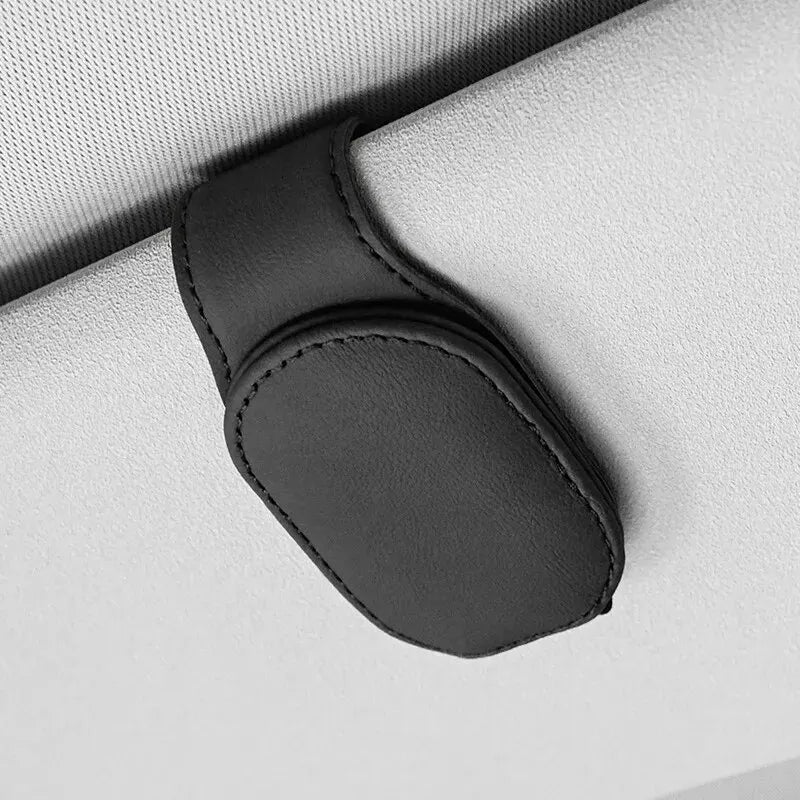 Universal Car Auto Sun Visor Eyeglass Hanger Clip Leather Glasses Holder Magnetic Mult close-up view