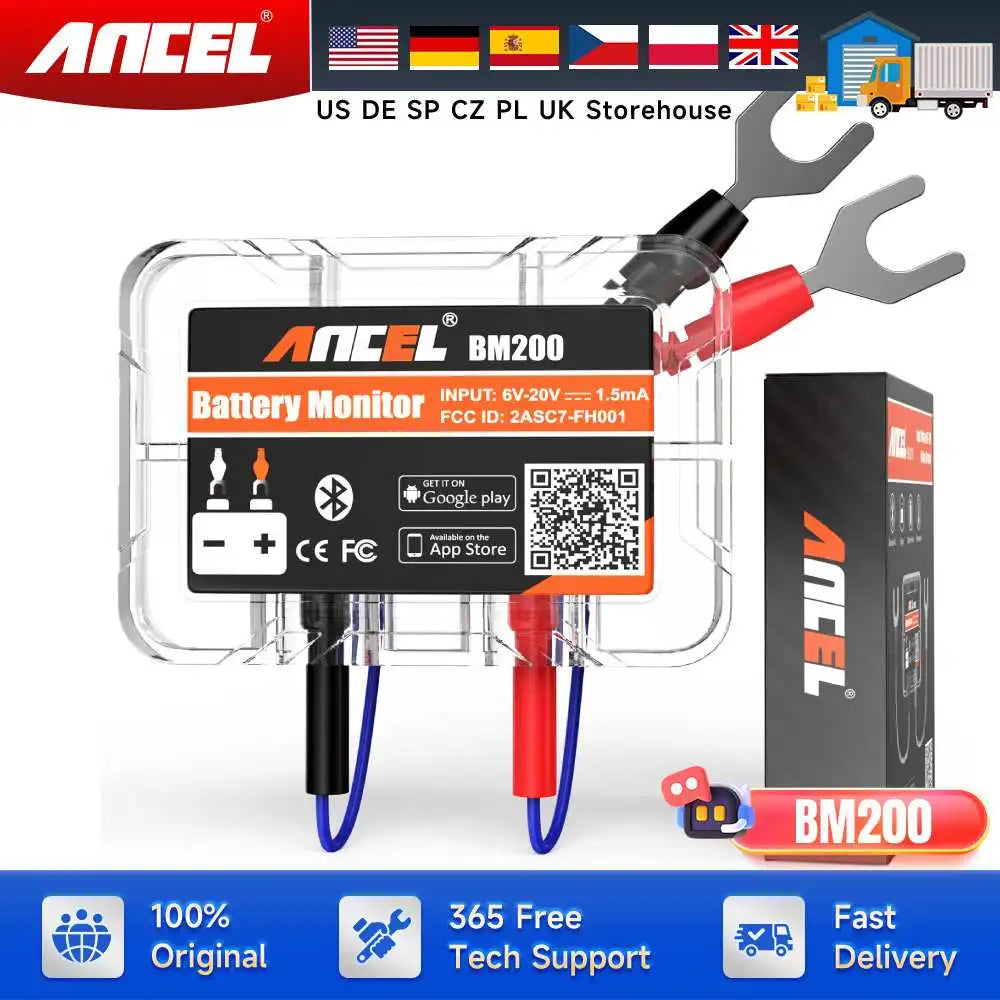 ANCEL BM200 12V Battery Monitor Wireless Bluetooth Auto Battery Health APP Monitoring Battery Tester Tools For Android IOS