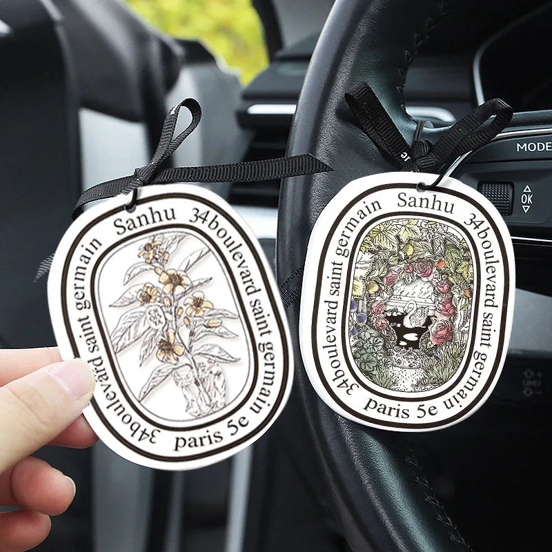 6Pcs Air Freshener Car Perfume Natural Scented Paper Auto Hanging Decoration Fragrant Tablets Aromatherapy Accessories Interior