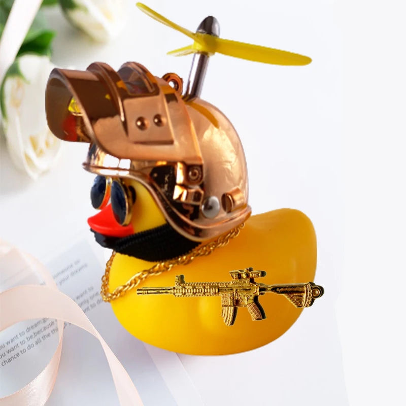 Motor Accessories Yellow Duck with Helmet for Bike Without Lights Auto Car Accessor additional angle