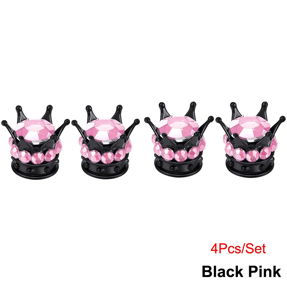 Bling Bling Rhinestone Valve Stem Caps | Chrome Crown Tire Valve Caps for Cars, Bikes lifestyle view
