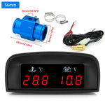 2 In 1 Car Water Temperature and Voltage Gauge | Digital LCD Display with 1/8 NPT Sen alternate view