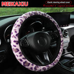 Leopard Print Steering Wheel Cover Winter Soft Comfortable Rimless Car Accessory fo additional angle