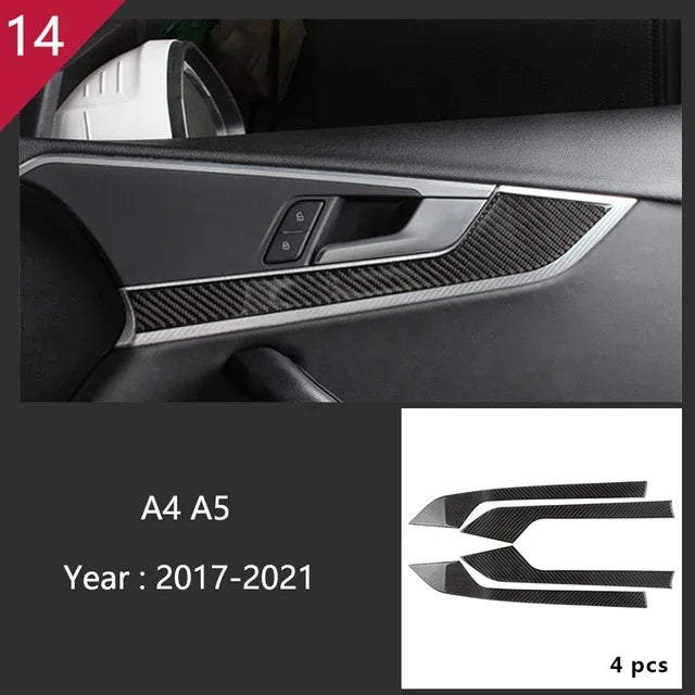 Carbon Fiber Car Interior Gear shift buttons Panel Door Armrest Reading Light Cover Trim Stickers Accessories for Audi A4 A5 B9