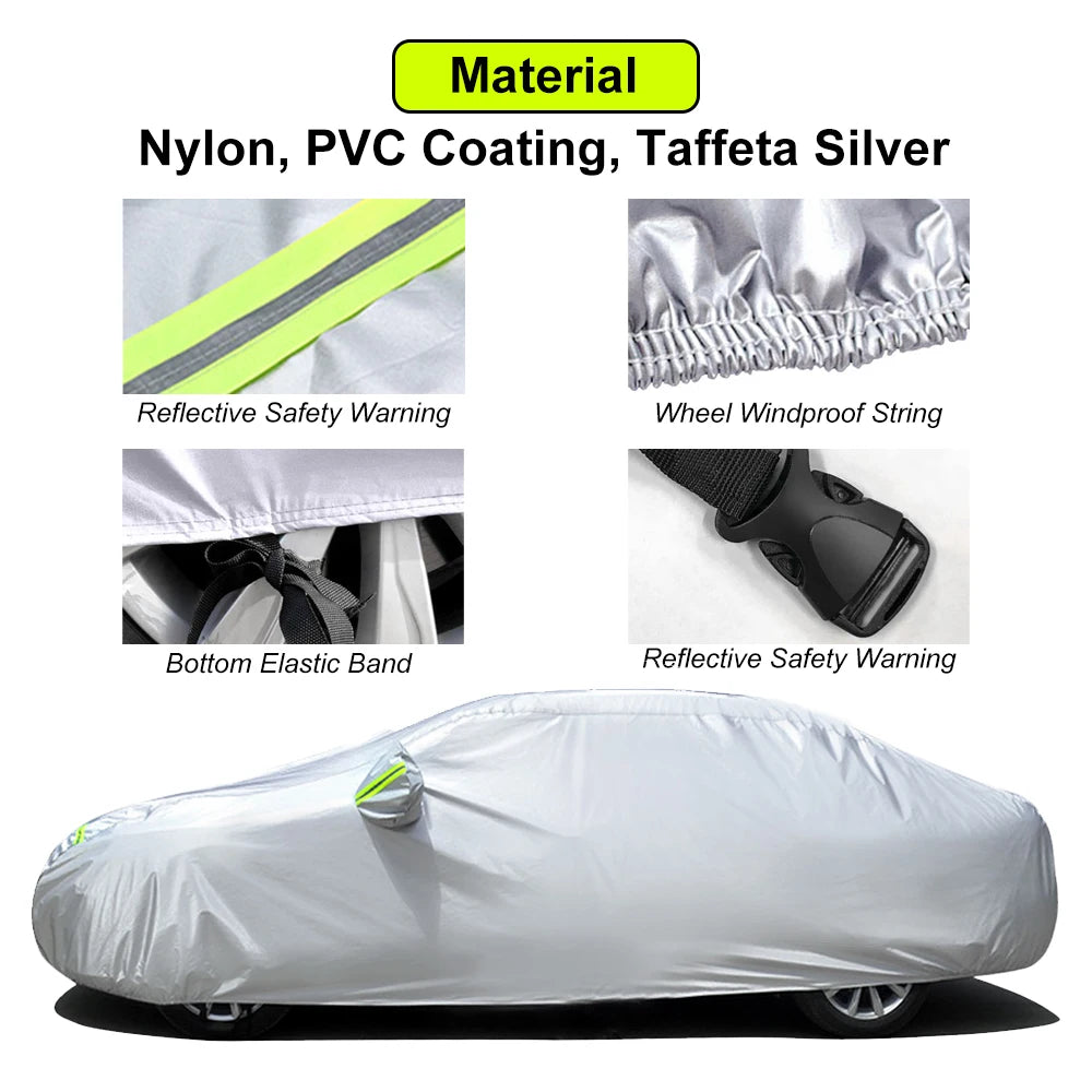 Car Cover Thickened Outdoor Sun Protection 190T | Full Exterior Snow Cover with Refle lifestyle view