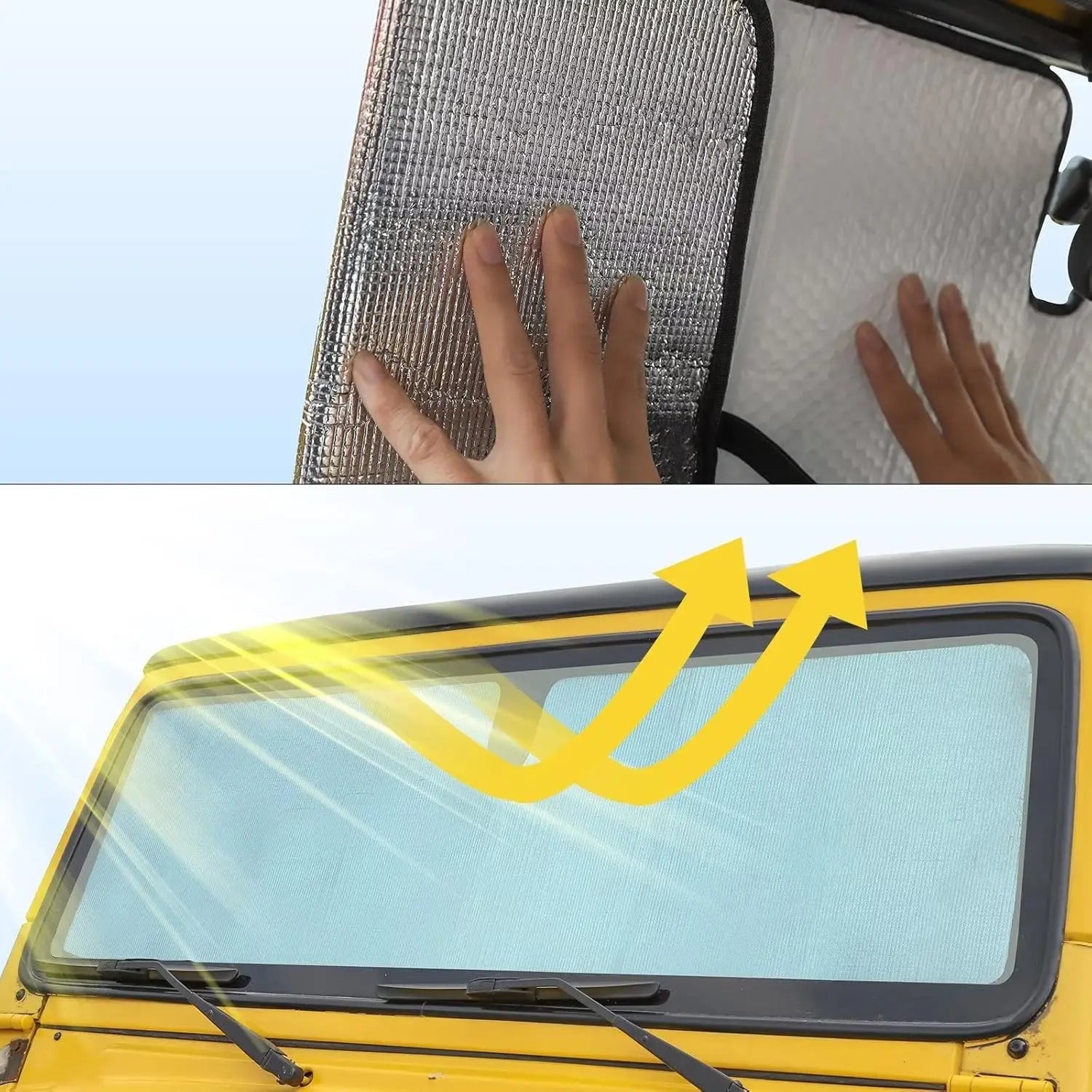 Custom Fit Windshield Sunshade for Jeep Wrangler TJ JK JKU JL JLU Gladiator JT 1996 additional angle
