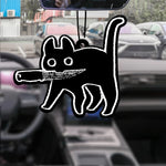 Black Cat with a Knife Car Fragrance Tablet | Lavender Scented Air Freshener & Decoration