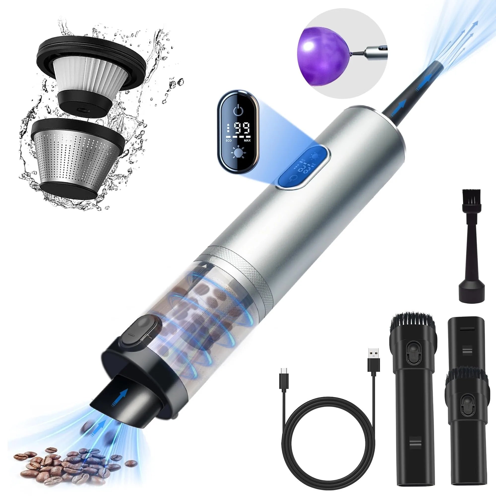 Cordless Handheld Vacuum Cleaner 30000Pa | Mini Portable Wireless Cleaner for Home Office and Car