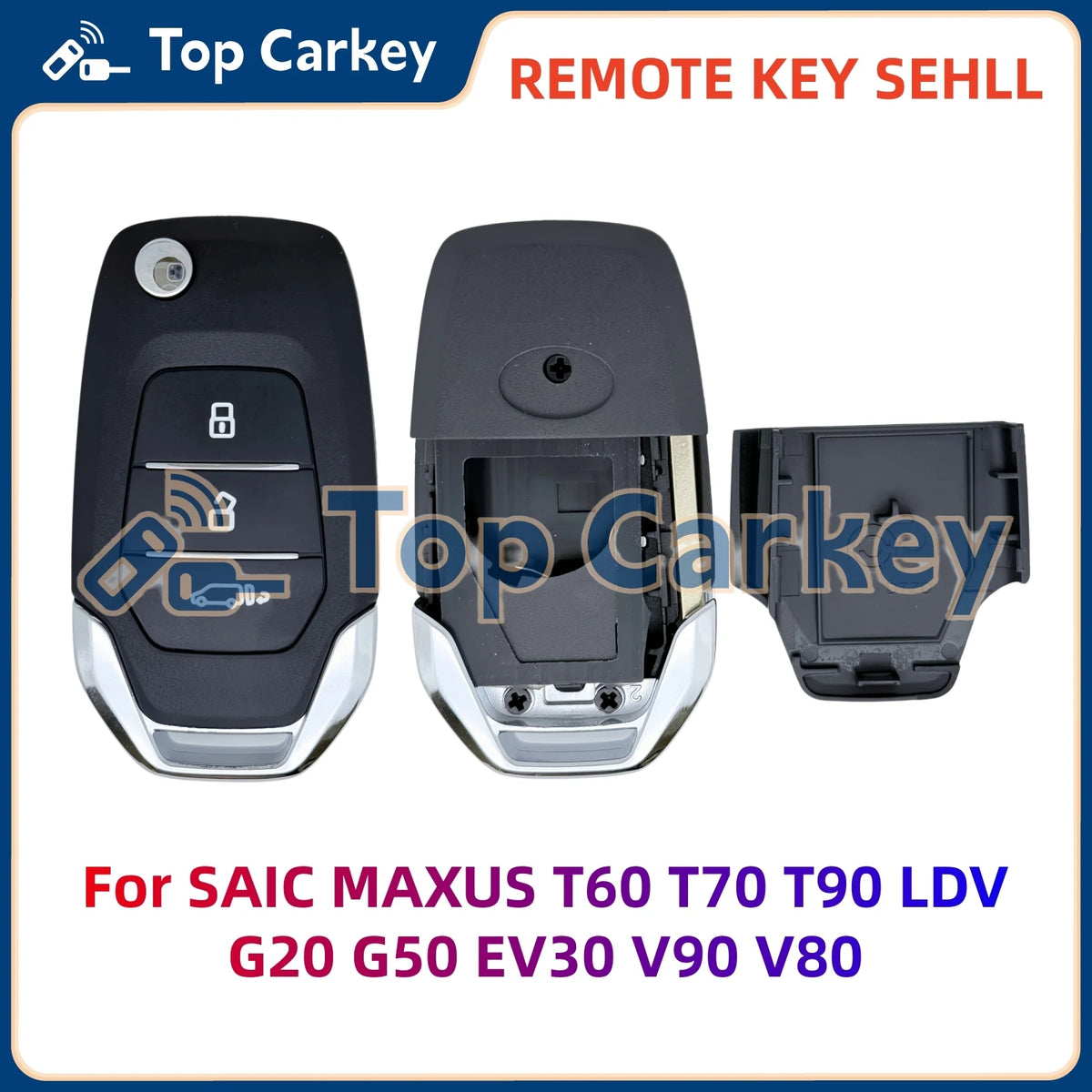 TopCarkey Replacement Flip Remote Key Shell Fob Housing Case for SAIC MAXUS T60 T70 T90 detail view