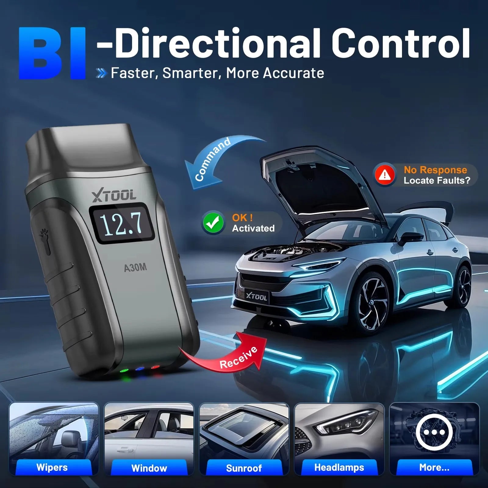 2026 XTOOL Anyscan+ A30M V2.0 Hot Version AI-Assisted OBD2 BT Diagnostic Tools CANFD A close-up view