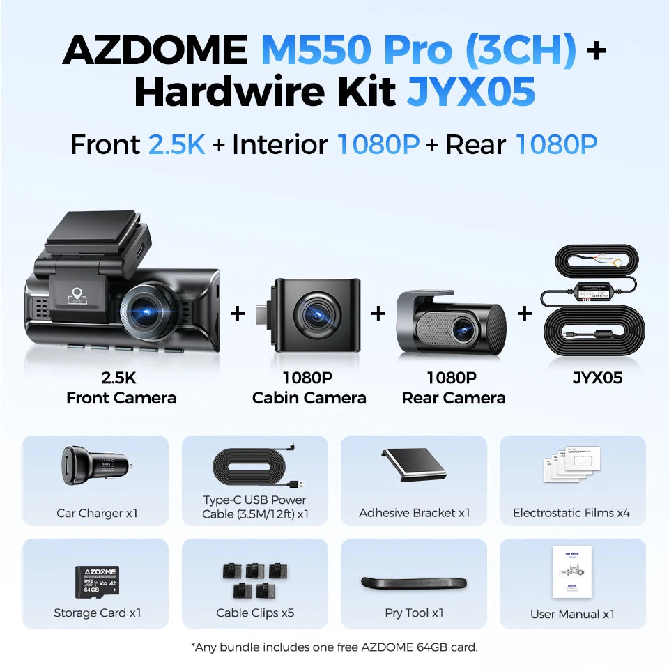Upgrade AZDOME M550 Pro Dash Cam 4K Front Dashcam Auto 5.8Ghz Wi-Fi GPS G-sensor Car D close-up view