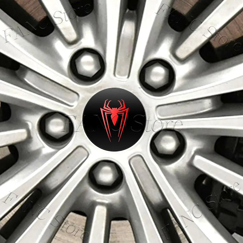 4Pcs Spider Symbol Car Wheel Hub Center Cap Badge Stickers | Universal Auto Accessori lifestyle view
