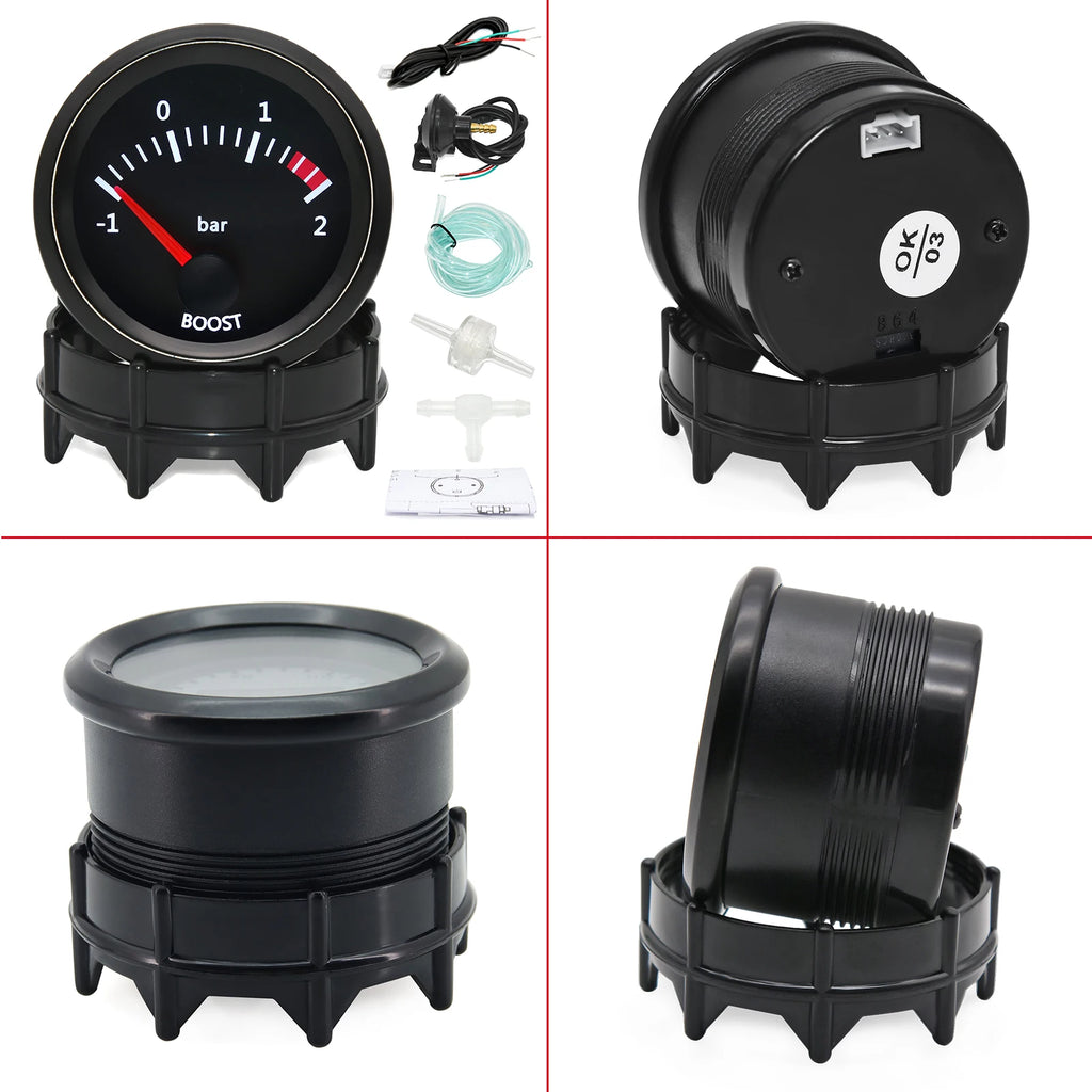 Car Gauge Racing Water Temp Oil Temp Air fuel ratio Fuel Volts 52mm 2 Inch With Sensor Red Pointed -1~2 Bar Oil pressure gauge