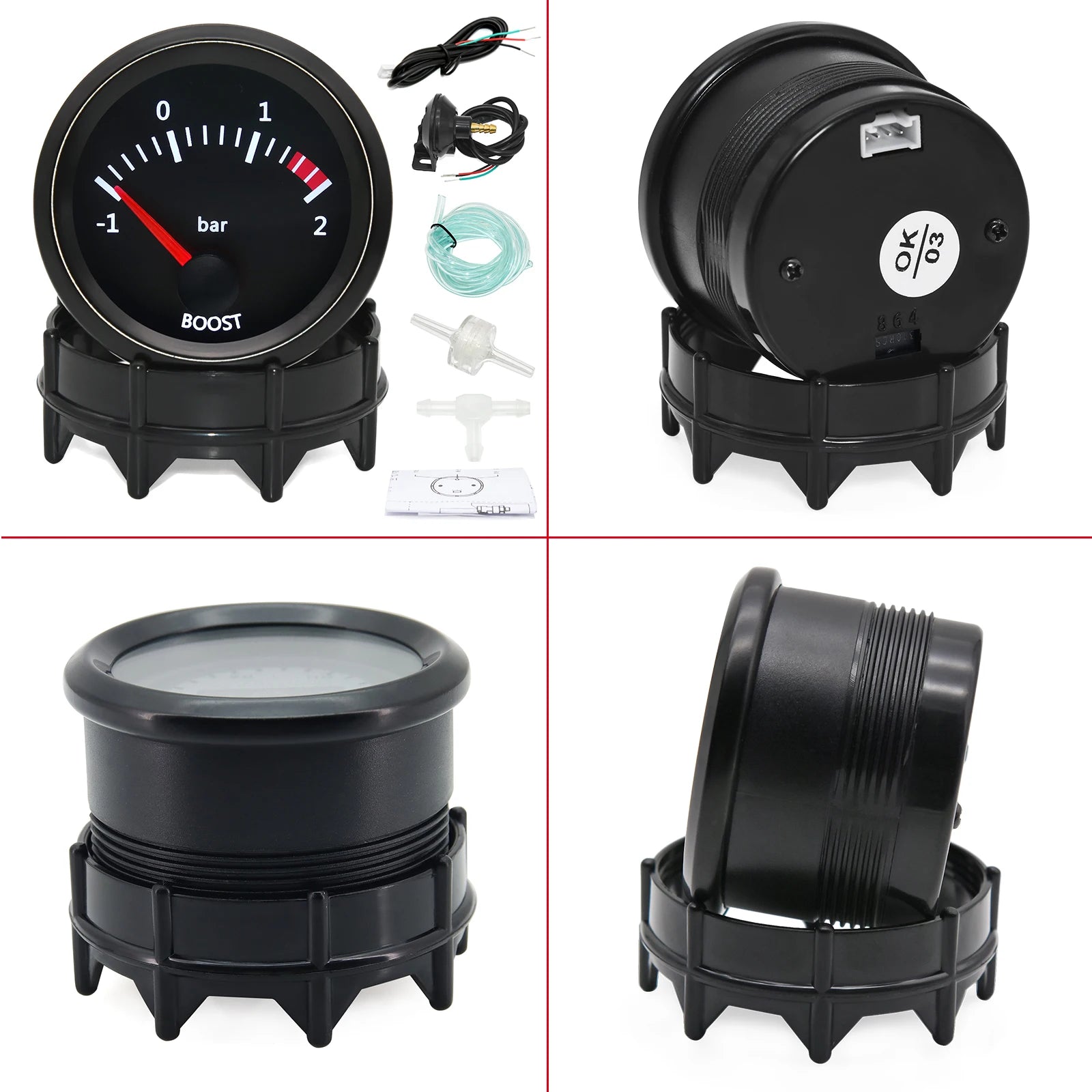 52mm Car Gauge Set with Sensors | Multi-Function Digital Display for 12V Vehicles alternate view