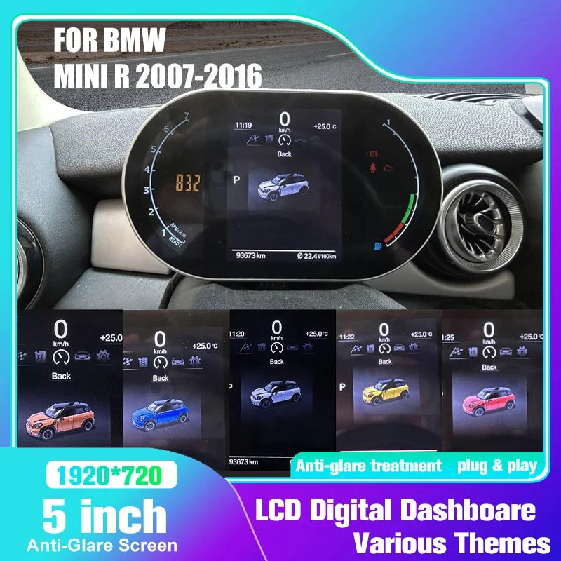 Digital Speedometer Gauge Cluster for BMW Mini R55 R56 R57 R58 R59 2007-2016 | 5 Inch Automotive Das
