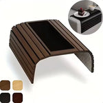 Couch Cup Holder Bamboo Wood Sofa Armrest Tray Foldable Sofa Cup Holder Anti-Slip Cou alternate view