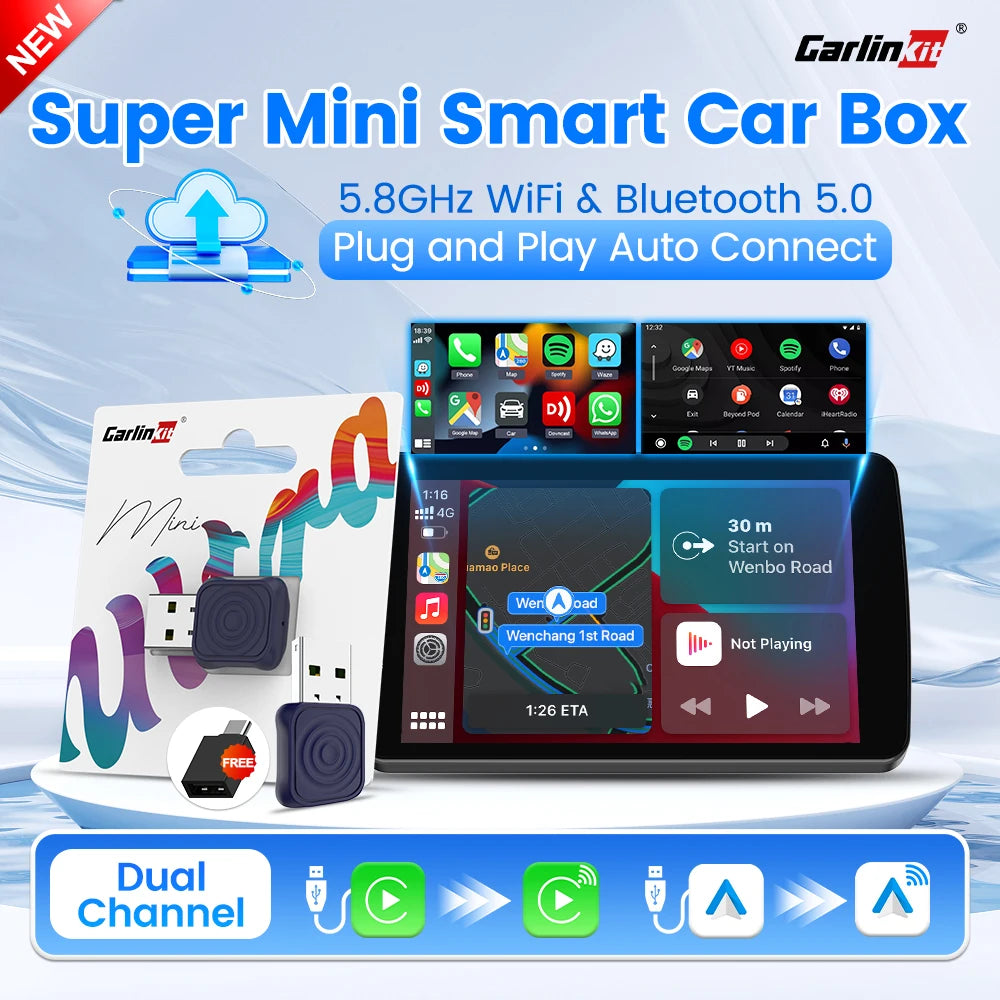 CarlinKit 5.0 Mini Ultra / Pro Wireless CarPlay & Android Auto Adapter | Upgrade Your OEM Car with A