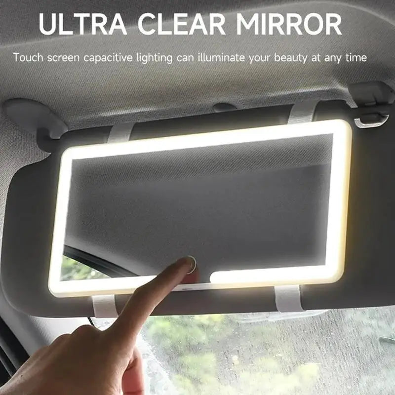Car Interior Mirrors Sun Visor Plate LED HD Makeup Mirror for Girls Women Rechargeable Fill Light Un