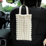 Pretty Girl Pearls Puff Grid Car Tissue Box Auto Seat Headrest Hanging Paper Tower Holder Organizer Car Interior Accessories