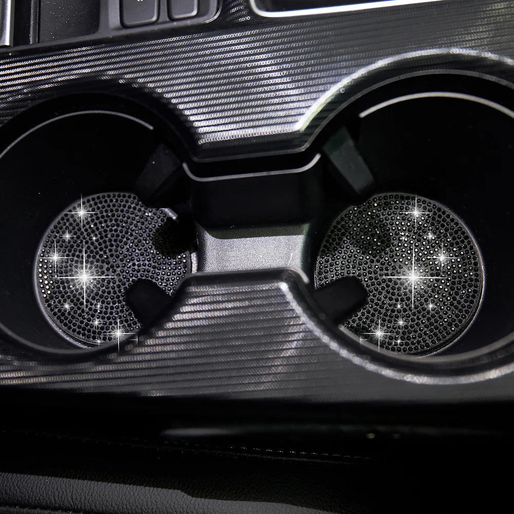 2pcs Imitation Diamond Bling Car Cup Holder Coasters