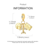 925 Sterling Silver Gold Plated Charms Bead Plane Bow Cross Cat Dangle Fit Original B alternate view