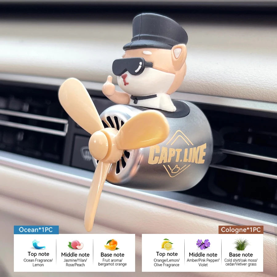 Cool Fun Rotate Plane Captain Shiba Inu Pilot Dog Car Air Freshener | Vent Clip Decor lifestyle view