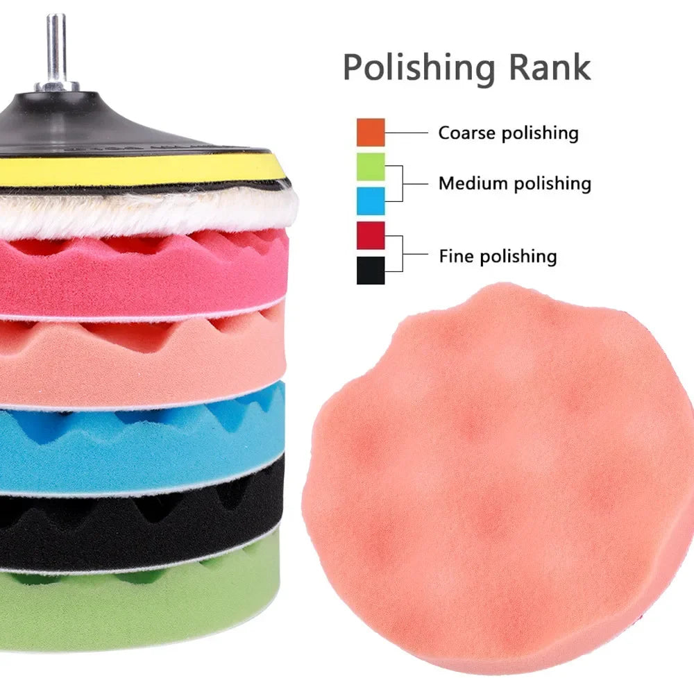 8Pcs 3/5/7 Inch Car Polishing Kit | Self-Adhesive Buffing and Waxing Pad Set with Drill detail view