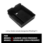 For Tesla New Model Y Juniper 2025 Launch Console & Armrest Upper and Lower Flocking Storage Box Watercup Holder Camera Cover