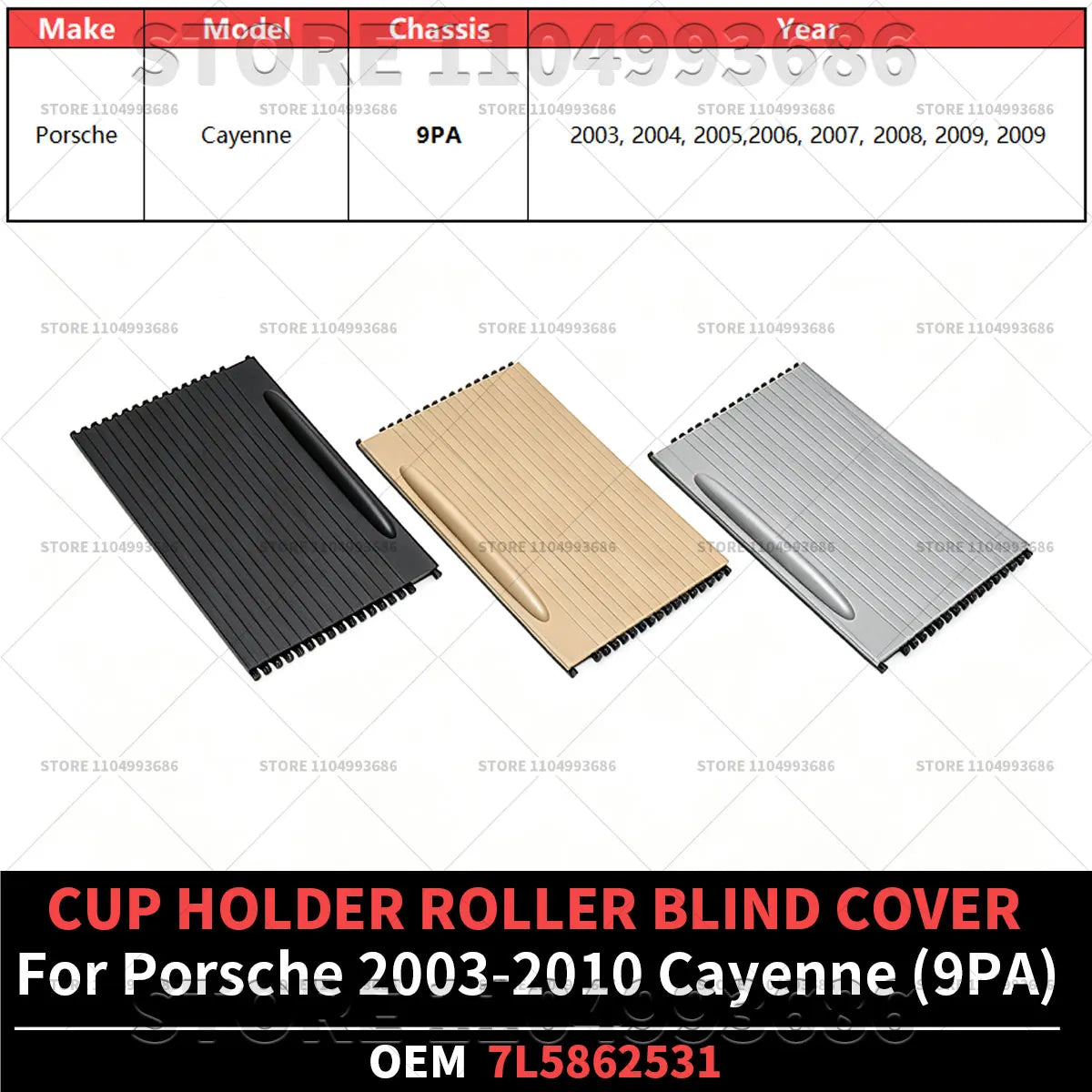 For Porsche 2003-2010 Cayenne 955 957 9PA Car Front Center Console Cup Holder Roller Blind Cover Black Grey Beige OEM 7L5862531