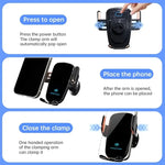 UYUXIO Wireless Car Charger Fast Charge | Manual Clamping Air Vent Phone Holder close-up view