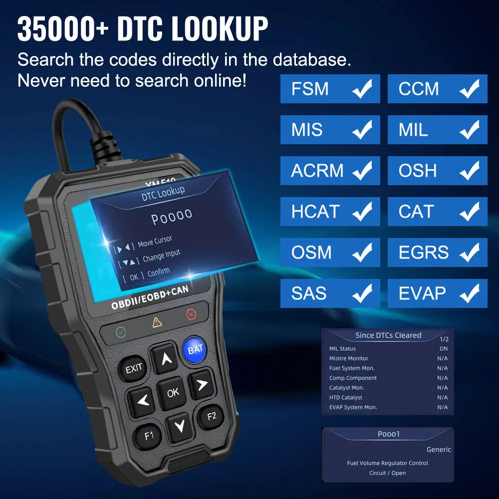 Car Diagnostic Tools OBD2 Code Reader OBD II Scanner Read Battery Tester Clear Fault alternate view