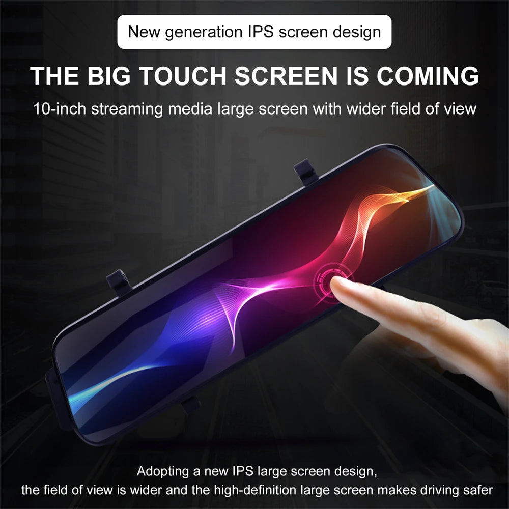 Touch Screen 1080P HD Automotive Driving Recorder Front & Rear Dashcam with Interior Car Camera, Photo Mode, AVI Video Format, Car Electronics Accessory