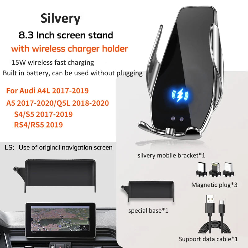 Car Phone Holder For Audi A4L A5 Q5L RS4 RS5 S4 S5 7/8.3/10.1 inch Screen Navigation Bracket Smartphone Mobile phone Holder