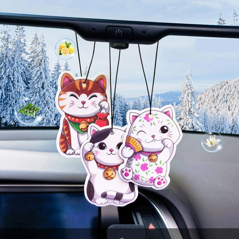 6Pcs Air Freshener Car Perfume Natural Scented Paper Auto Hanging Decoration Fragrant Tablets Aromatherapy Accessories Interior