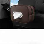 Premium Leather Car Tissue Holder Seat Back Hanging Napkin Dispenser for Armrest Unive close-up view