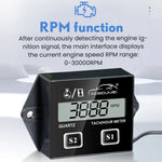 Digital LCD Tachometer Hour Meter | Engine Speed Gauge for 2/4 Stroke Motors alternate view