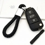 Leather Car Keychain Metal 360 Degree Rotating Horseshoe Buckle detail view