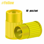10pcs Plastic Tire Valve Caps | Universal Dust Covers for Cars Trucks Motorcycles SUVs close-up view