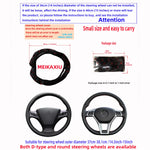 1 PU leather embroidered car steering wheel cover without inner ring fits 15 "automotive detail view