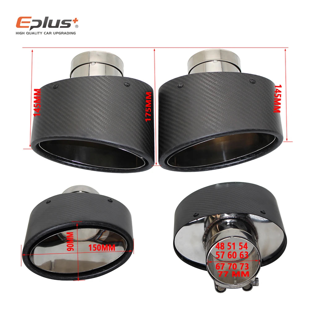 Oval Gloss Carbon Fiber Universal Car Muffler Tip Exhaust Pipe Nozzle Decoration | Stain detail view