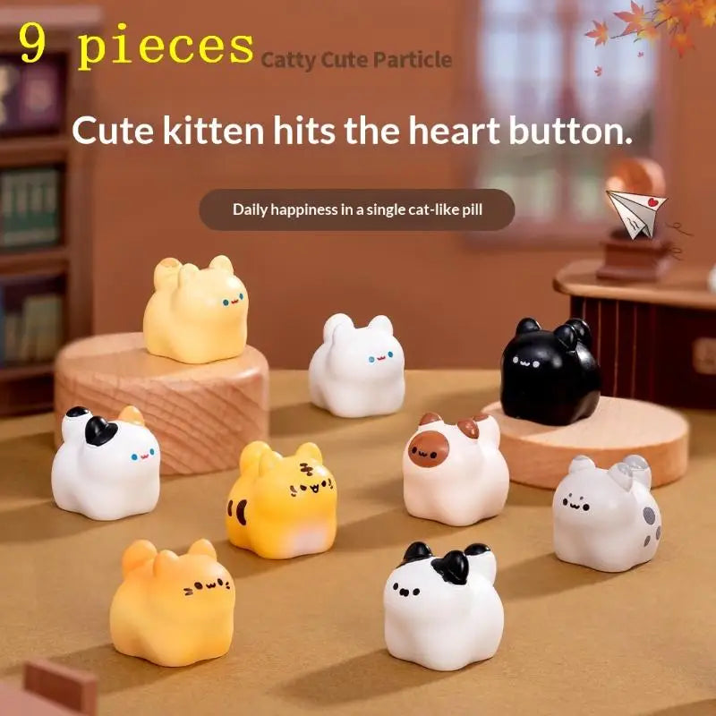 9Pcs Mini Cartoon Cat Car Ornaments Lovely Kawaii Decor for Car Dashboard Home Desktop Girlfriend Gi
