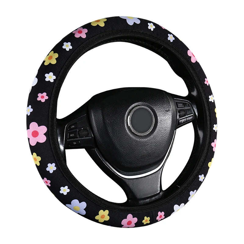 Car Steering Wheel Cover Flowers Print Anti-Slip