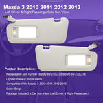 Car Sun Visor For Mazda 3 Mazda3 2010 2011 2012 2013 Left Driver Sun Shade Right Side Sunshade Panel Replacement BBM2 69 320C 75