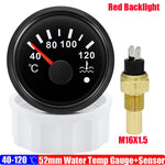52mm Water Temperature Gauge with Flash Alarm | 40-120℃ Red LED Water Temp Meter for Car detail view