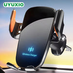 UYUXIO Manual Clamp Wireless Car Charger | 15W Fast Charging Air Vent Mount for iPhone Samsung Andro