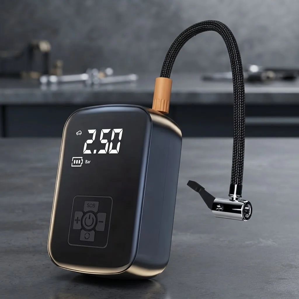 Portable Air Compressor Pump Electric Tire Inflator Digital LCD Display Wireless Cordless Car Tire Pump for Motorcycle Bicycle Boat Ball Inflatable Home Garage Trip